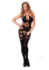 Opaque Bodystocking Keyhole Halter