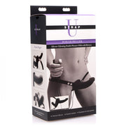 XR Brands Power Pegger Black Silicone Vibrating Double Dildo with Harness (SHIP ONLY)