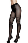 Jacquard Double Duty Black Pantyhose PLUS SIZE